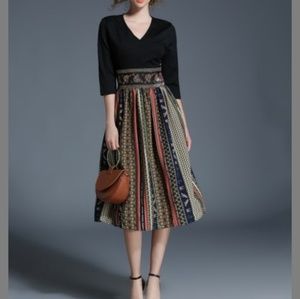 Black Stripe A Line Dress